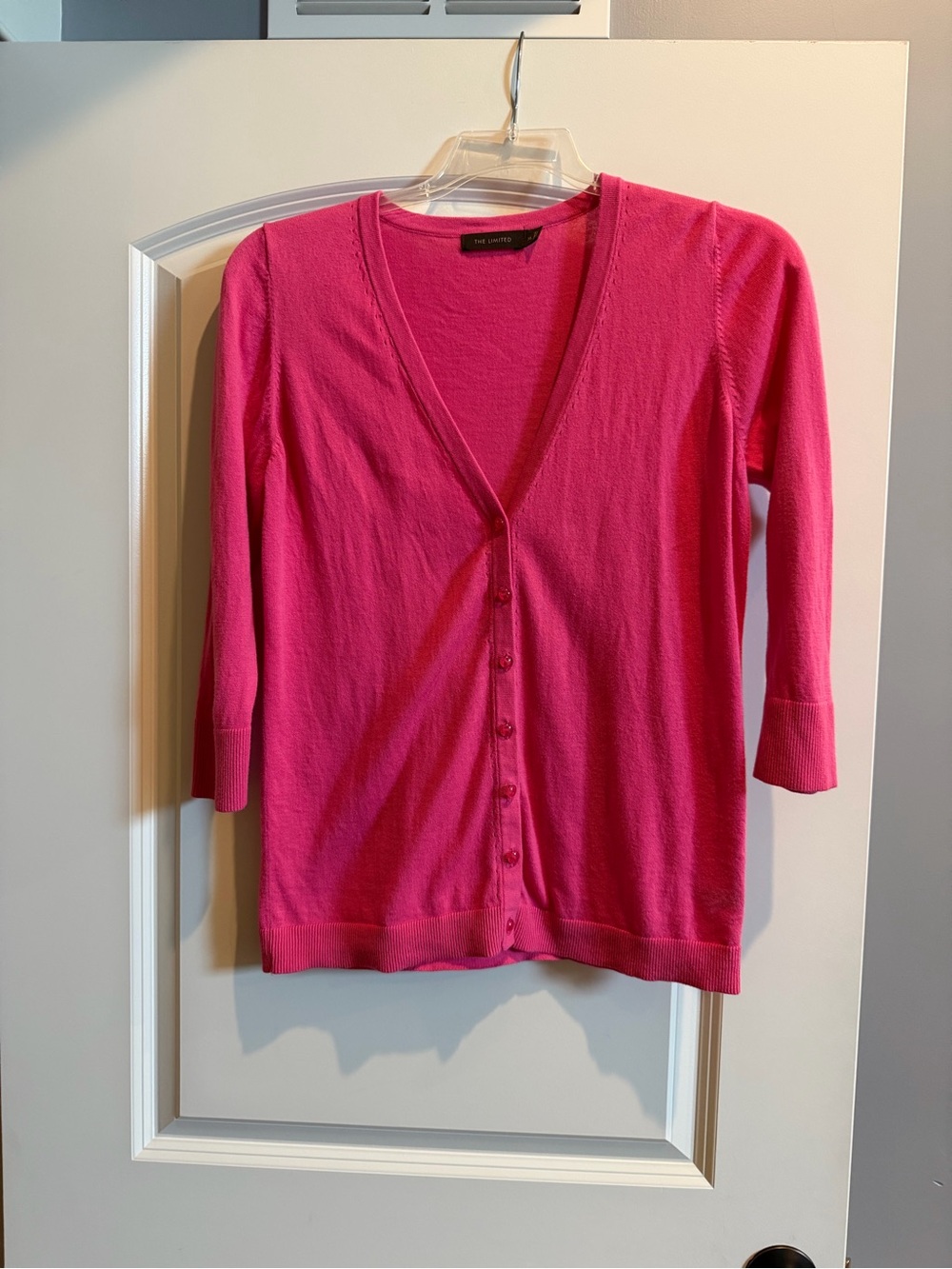 The Limited Women's Bright Pink V-Neck Button Cardigan